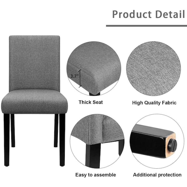 LACOO Gray Dining Chairs Fabric Upholstered Parson Kitchen LACOO Gray Dining Chairs Fabric Upholstered Parson Kitchen