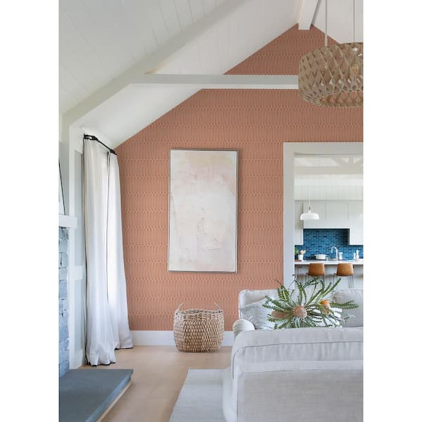 Lars Coral Retro Wave Paper Glossy Non-Pasted Wallpaper Roll