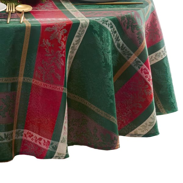 Merry and Festive Jacquard Tablecloth, Multicolor - 60"W x 84"L Oval