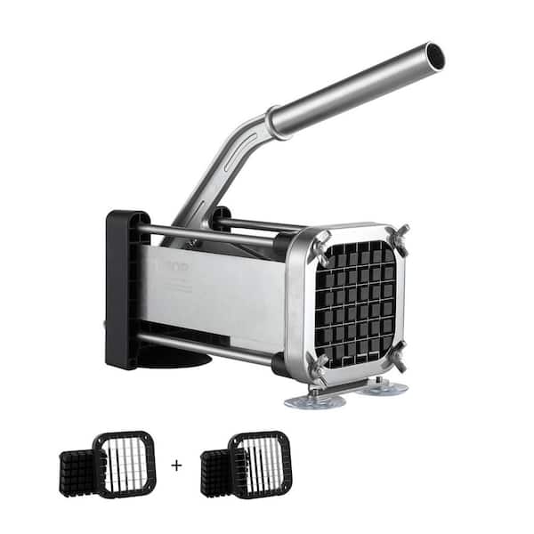 French Fry Cutter, Potato Slicer with 0.375 and 0.5 in. Stainless Steel Blades, Potato Cutter Chopper with Suction Cups
