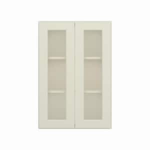 24 in. W x 12 in. D x 36 in. H in Antique White Ready to Assemble Wall Kitchen Cabinet with No Glasses
