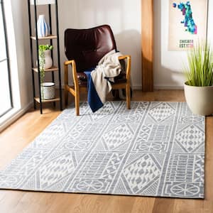 Marbella Blue/Ivory 5 ft. x 8 ft. Abstract Geometric Area Rug