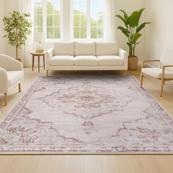 Alhambra Ornate Medallion Modern Cream/Red 4 ft. x 6 ft. Area Rug