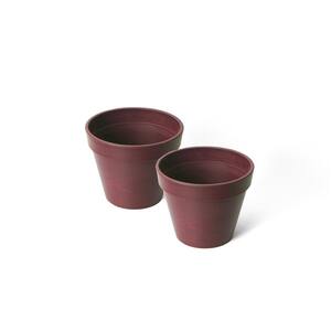 Valencia 10 in. Round Banded Spun Purple Polystone Planter (2-Pack)