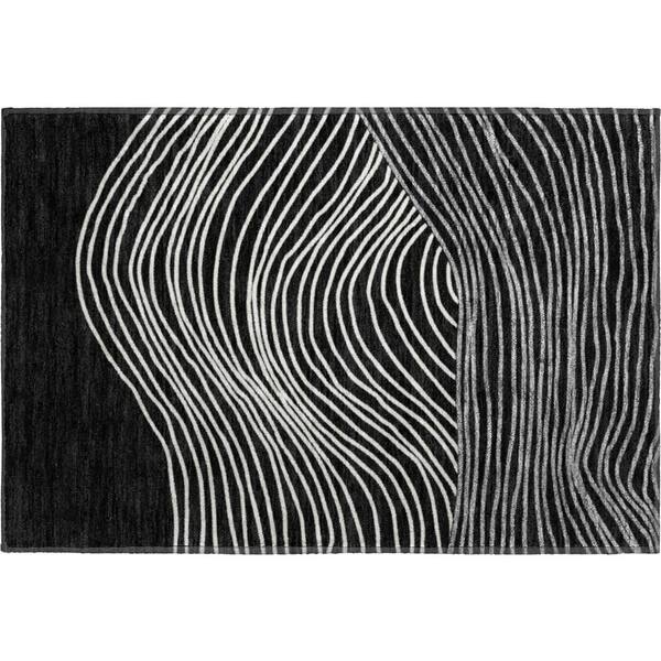 Mayfield Premium Machine Washable Abstract AMF2350 Black 2 ft. x 3 ft. Accent Rug