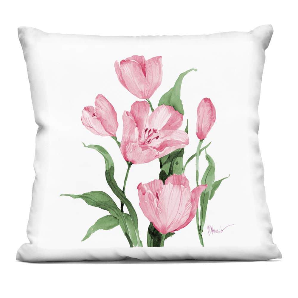 Province Tulips in Pink Floral Zipper Polyester 18 in. x 18 in. Throw Pillow price history on PriceWatchPro