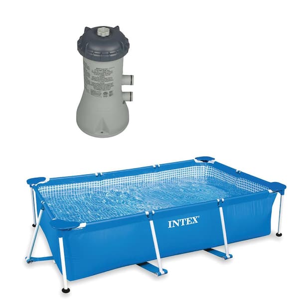 Intex 7 ft. x 5 ft. Rectangle Frame Above Ground 86 in. D Splash Swimming Pool with Intex Filter Pump