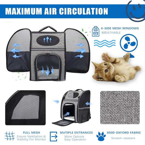 cenadinz Pet Carrier Backpack for Large/Small Cats;Puppies;Safety Features and Cushion Back Support for Travel, Hiking, Outdoor