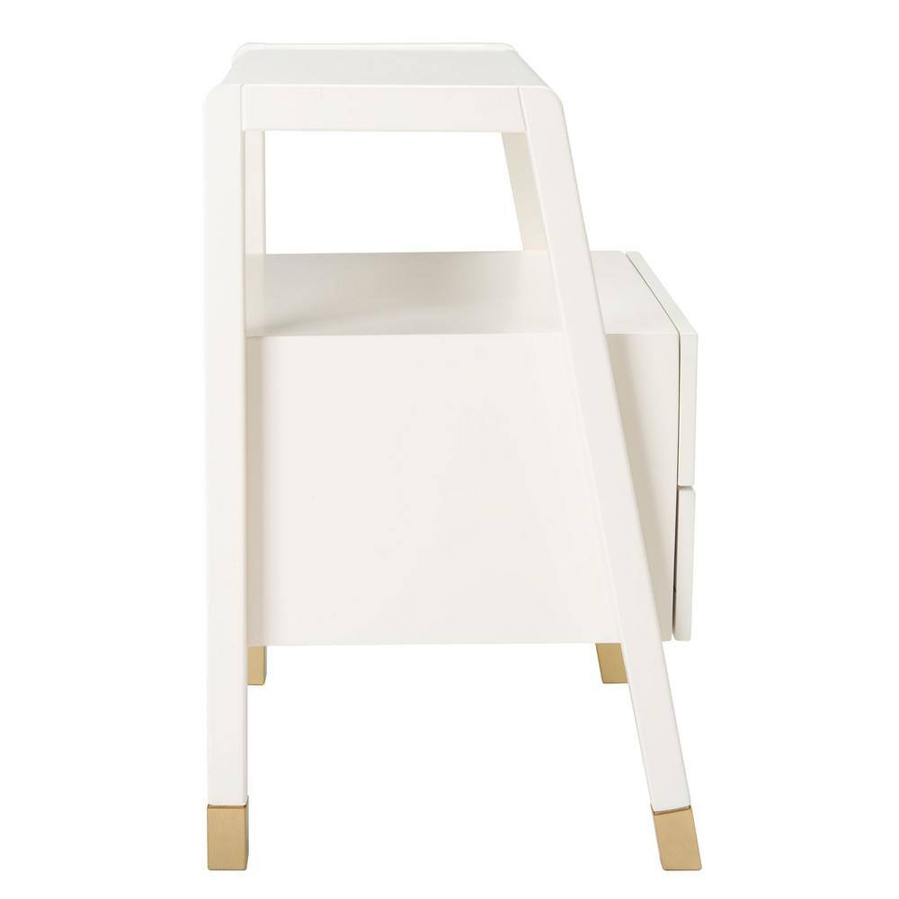 Cove Chic White/Gold Rectangular Storage Accent Table