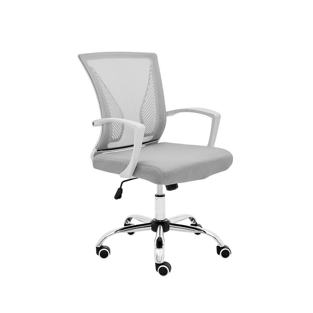 Modern Home Zuna Ergonomic White and Gray Mesh Mid Back Office Desk Rolling Chair ZUNAWHGRAY