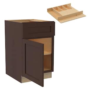 Franklin 21 in. W x 24 in. D x 34.5 in. H Manganite Stained Plywood Shaker Assembled Base Kitchen Cabinet Left CT Tray
