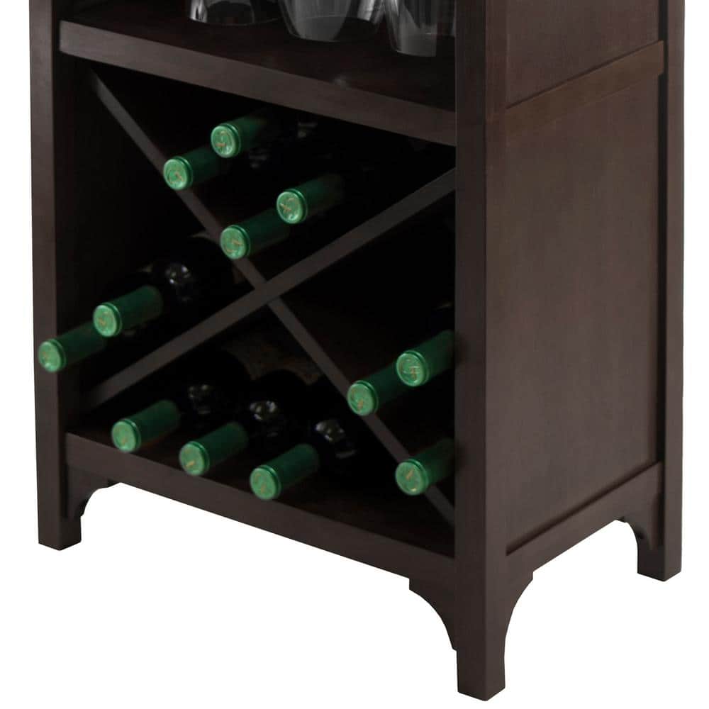 Elegant Transitional Black Wine Cabinet with X-Shelf and Glass Rack