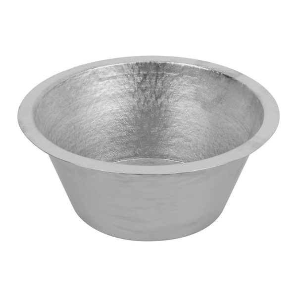 Terra Firma 9 Gauge Round Copper 16" x 7" Drop-In/Undermount Bar Sink in a Nickel Plated Finish w/3.5" Drain Size