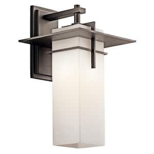 Caterham 17.5 in. 1-Light Olde Bronze Outdoor Hardwired Wall Lantern Sconce with No Bulbs Included (1-Pack)
