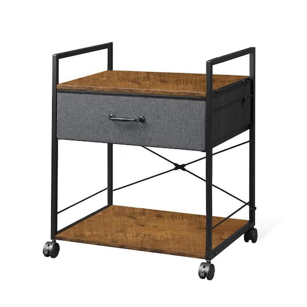 Unbranded Modern Brown Vintage Fabric File Cabinet Printer Cart with Storage Drawer