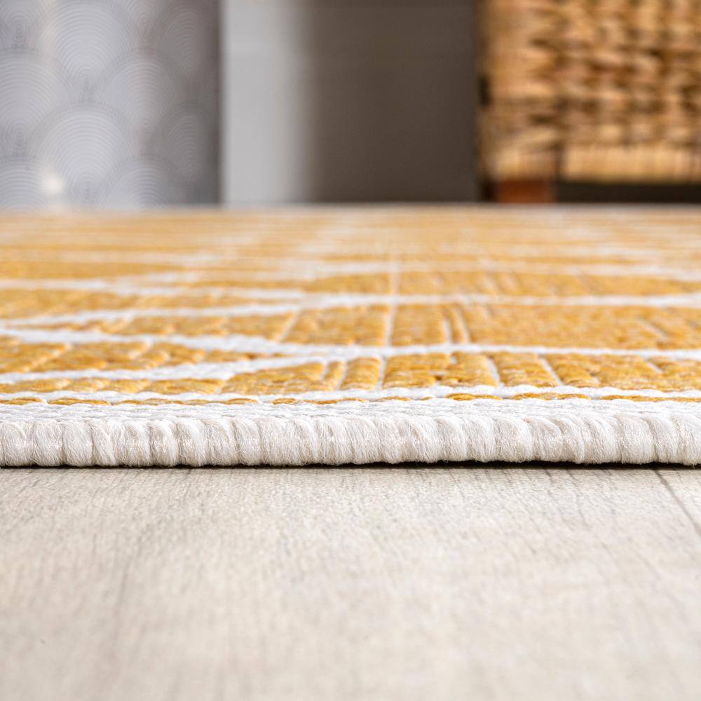 Moroccan Trellis Yellow/Cream 9' x 12' Synthetic Indoor/Outdoor Rug
