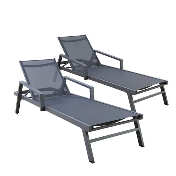 cenadinz 2-Piece Metal Outdoor Chaise Lounges with Wheels