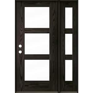 BRIGHTON Modern 50 in. x 80 in. 3-Lite Right-Hand/Inswing Clear Glass Baby Grand Stain Fiberglass Prehung Front Door/RSL