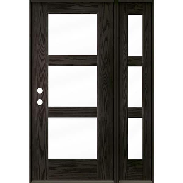 Krosswood Doors BRIGHTON Modern 50 in. x 80 in. 3-Lite Right-Hand/Inswing Clear Glass Baby Grand Stain Fiberglass Prehung Front Door/RSL