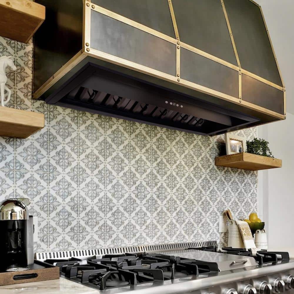 36-Inch Matte Black Stainless Steel Under Cabinet Range Hood