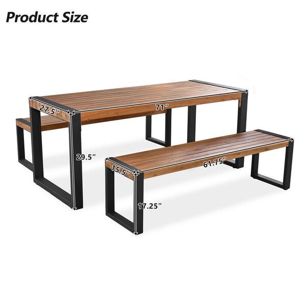 Tenleaf 3-Piece Acacia Wood Patio Conversation Seating Set