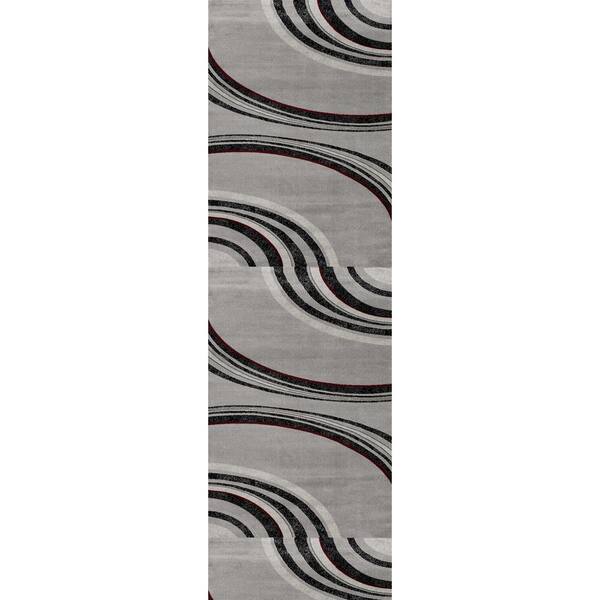 Rug Branch Rug Branch Montage 2' x 19' (Exact Size: 2'3" x 19') Abstract Indoor Runner Rug, Grey Black, Lines