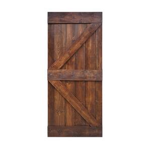 36 in x 84 in K Series DIY Dark Walnut Finished Knotty Pine Wood Barn Door Slab