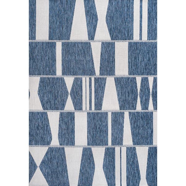 Odette Modern Geometric Abstract 2-Tone Navy/Cream 3 ft. x 5 ft. Indoor/Outdoor Area Rug