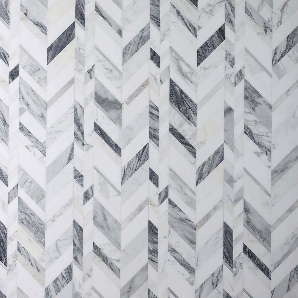 Tyra Grigio 4 in. x 0.39 in. Polished Marble Wall Mosaic Tile Sample price history on PriceWatchPro