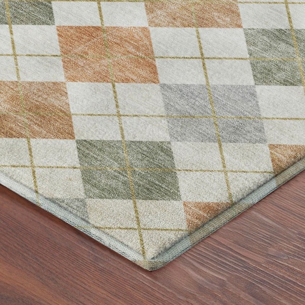 Mayfield Premium Machine Washable Abstract AMF2238 Coral 8 ft. x 10 ft. Area Rug
