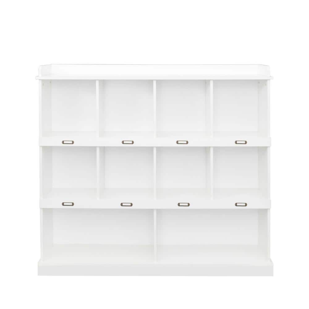 53.15 in. W x 11.81 in. D x 47.24 in. H White Wood Linen Cabinet with 10 Cu