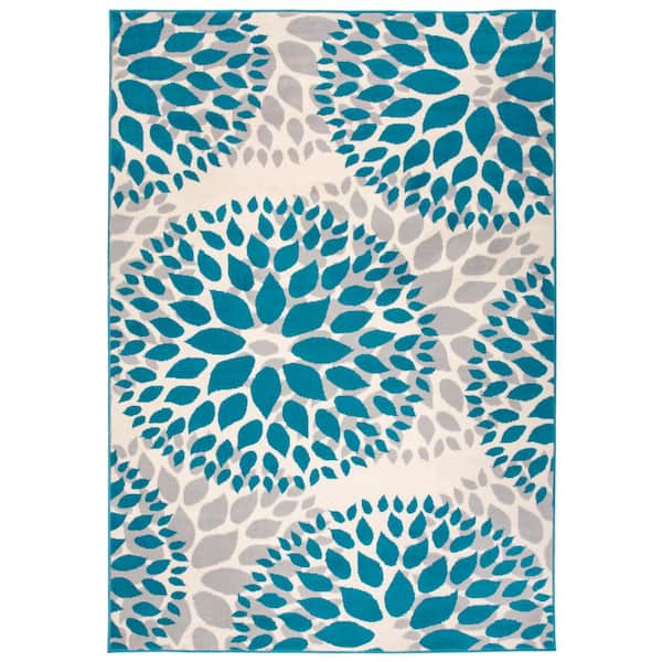World Rug Gallery Modern Contemporary Floral Circles Blue 7 ft. 6 in. x 9 ft. 5 in. Indoor Area Rug