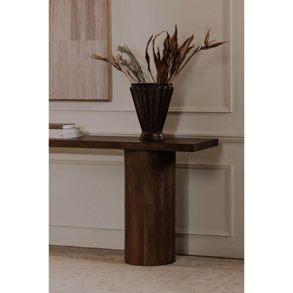 NADAAL STUDIOS Elowynne 80 in. Warm Brown Rectangle Reclaimed Wood