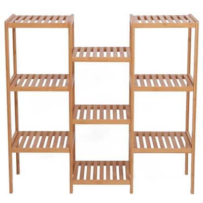 35 in. H Natural Rectangle Bamboo Indoor Plant Stand 6-Tiers