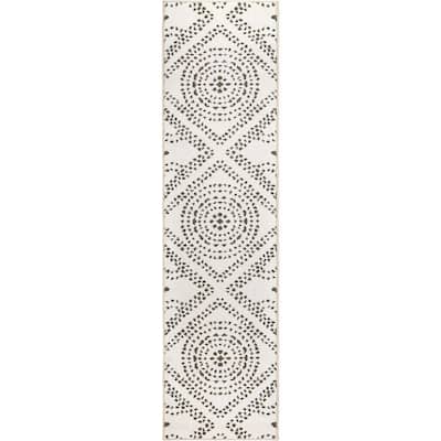 My Texas House Saltillo White Indoor 2 ft. x 8 ft. Area Rug