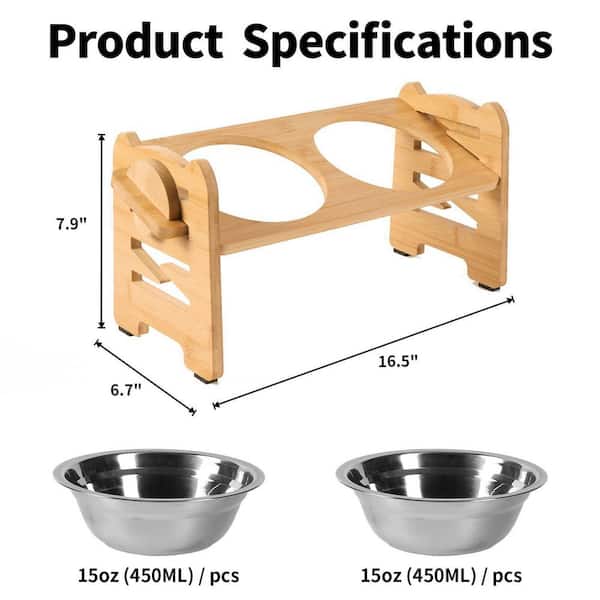 Elevated Dog Bowl Stand 4 Raised Dog Bowl for Small Dogs and Cats. Pet  Feeder Comes With Four Stainless Steel Bowls 