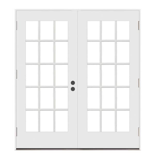 JELD-WEN 72 in. x 80 in. Primed Steel Left-Hand Outswing 15 Lite Glass Active/Stationary Patio Door