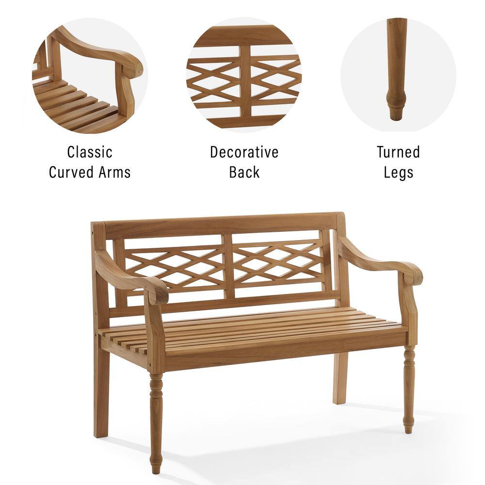 Olivier 50'' Teak Wood Traditional Indoor/Outdoor Bench