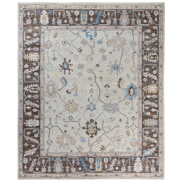 Oushak Beige 8 ft. x 10 ft. Floral Wool Indoor Area Rug
