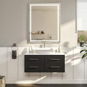 Totti Wave 36 in. W x 21 in. D x 22 in. H Bathroom Vanity in Espresso with White Glassos Top with White Sink