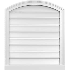 26 in. x 28 in. Arch Top Surface Mount PVC Gable Vent: Decorative with Brickmould Sill Frame
