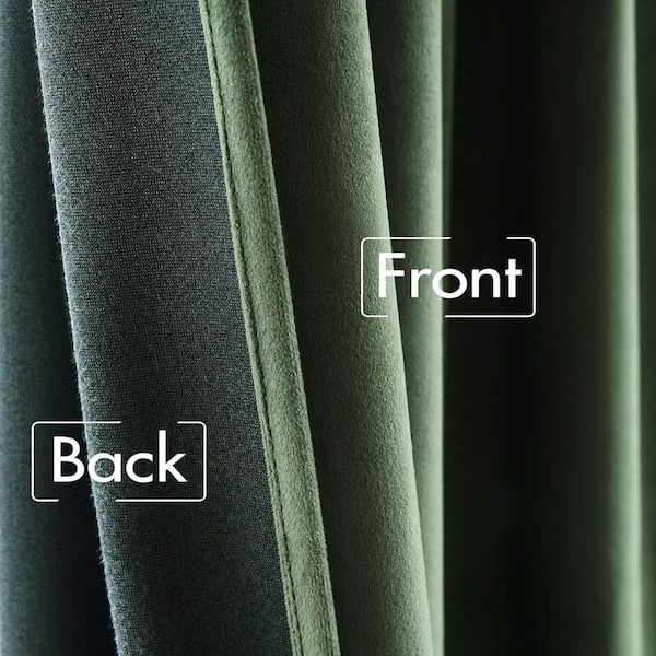 Olive Green Velvet 52 in. W x 84 in. L Back Tab Luxury Curtain