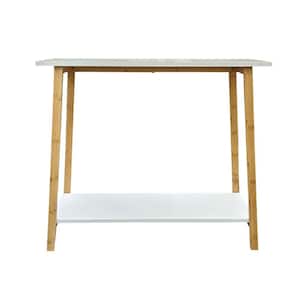 32 in. White/Painted Rectangle Console Table with Storage