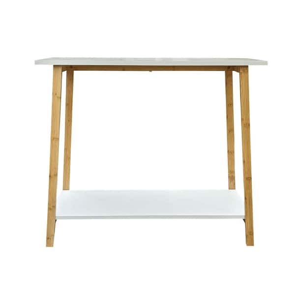 Eccostyle 32 in. White/Painted Rectangle Console Table with Storage