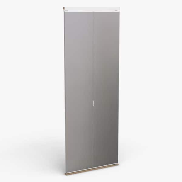 30 in. x 80 in. Polished Edge Mirror Solid Core MDF Full-Lite Interior Closet Wood Bi-Fold Door with White Trim