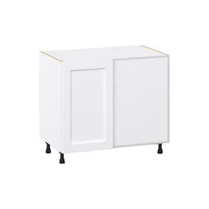 Mancos Bright White Shaker Assembled Blind Base Corner Kitchen Cabinet with Pull Out (39 in. W x 34.5 in. H x 24 in. D)