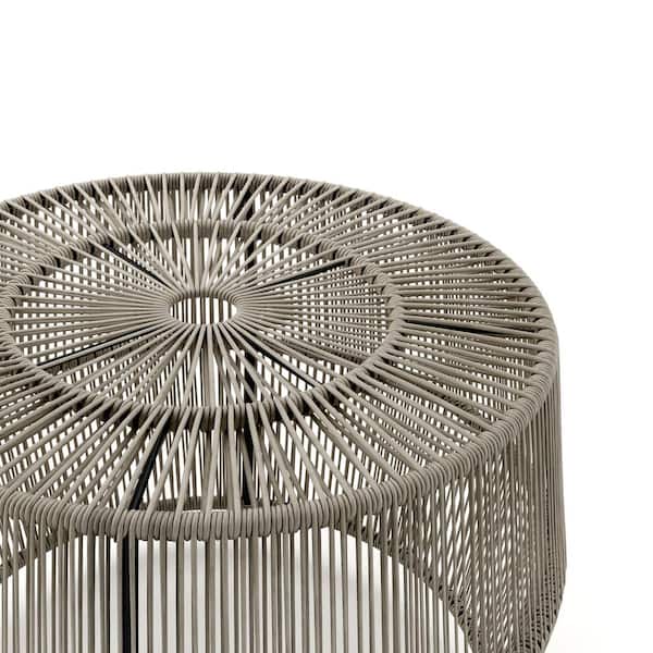 MUSE & LOUNGE Ysar Gray Boho Round Metal Outdoor Side Table