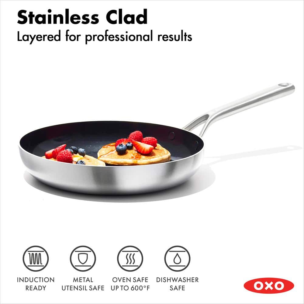 10" Stainless Steel Ceramic Non-Stick Frying Pan
