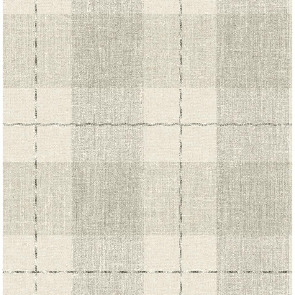 Seabrook Designs Newcastle Metallic Pearl and Greige Plaid Wallpaper ...