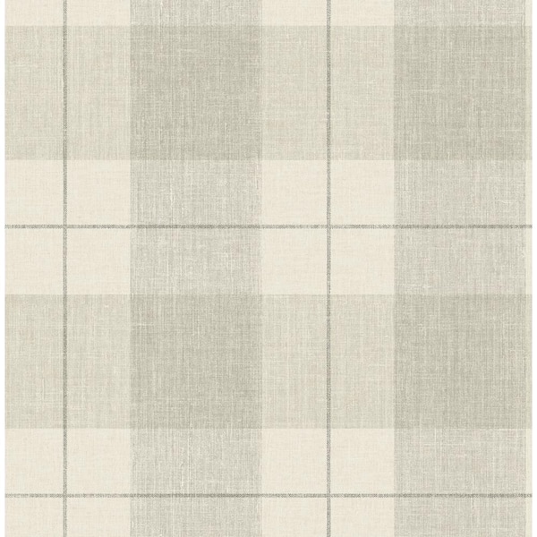 Seabrook Designs Newcastle Metallic Pearl and Greige Plaid Wallpaper ...